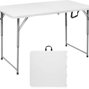 4 Foot Folding Utility Table with Handle and Adjustable Height