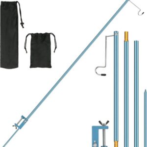 47-Inch Collapsible Lantern Stand with Stake and Adjustable Hook