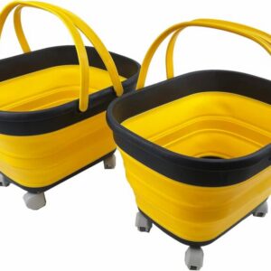 2-Pack 17L Collapsible Picnic Basket with Wheels and Handle