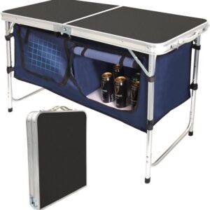 Aluminum Folding Camping Table with Storage and Adjustable Height