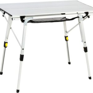 Adjustable Aluminum Roll-Up Camping Table with Mesh Layer