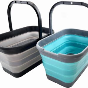 2-Pack 12L Rectangular Collapsible Bucket for Camping and Fishing
