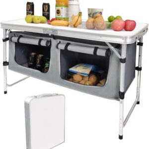 Folding Aluminum Camping Table with Adjustable Legs for BBQ