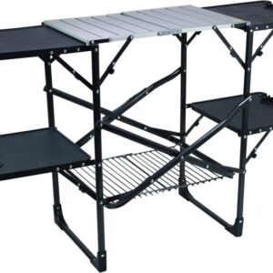 Portable Folding Kitchen Table with Side Tables and Storage Rack