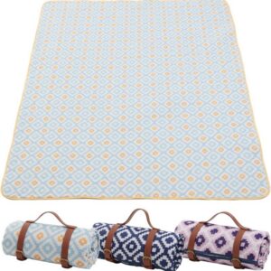80 x 80 Inch Picnic Blanket with Cushion, Sky Blue
