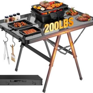 3FT Folding Grill Table with Mesh Top and Adjustable Height