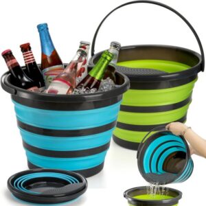 2-Pack 10L Round Collapsible Bucket with Filter for Outdoor Cleaning