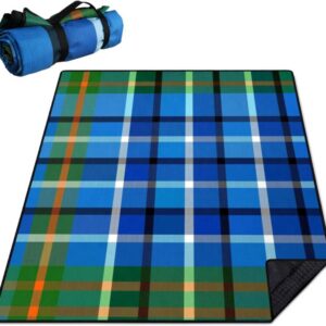 80 x 60 Inch Extra Large Picnic Blanket, Blue Checkered