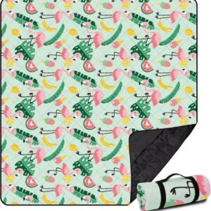 Extra Large Waterproof Picnic Blanket, Pink Flamingo Pattern